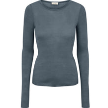  MarMar Copenhagen Women's Long Sleeve Tamra Wool Rib Tee Shirt - Stormy Blue