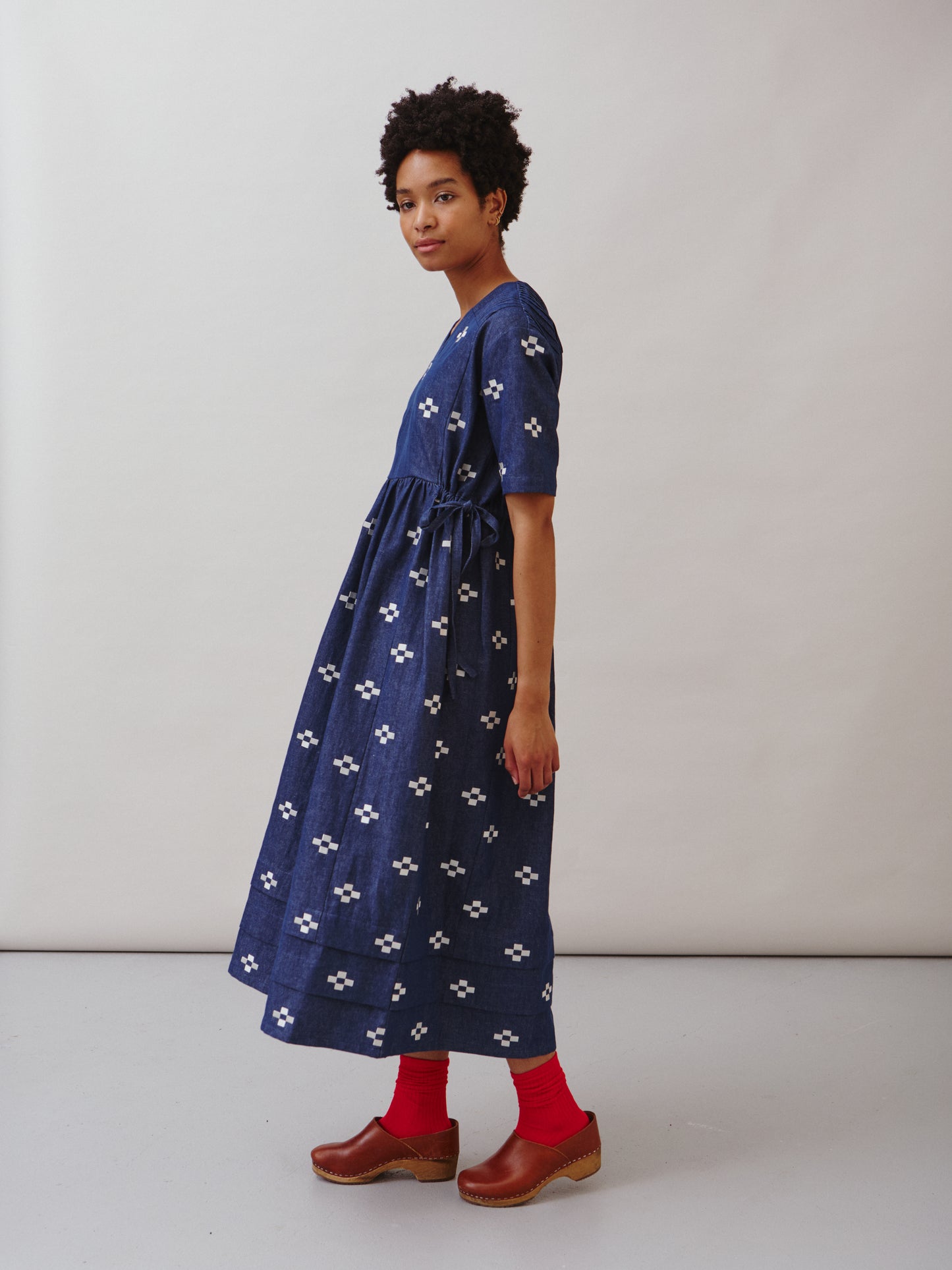 Sideline Women's Detta Dress- Indigo Embroidered