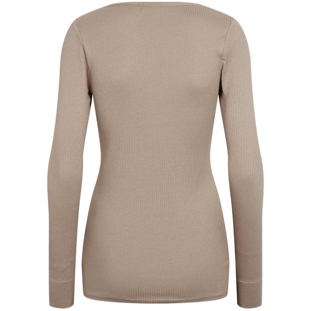 MarMar Copenhagen Mar Mar Women's Long Sleeve Cotton/Modal Tee Shirt - Warm Stone