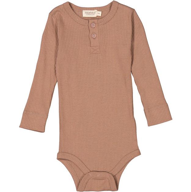 MarMar Copenhagen Mar Mar Long Sleeve Henley Bodysuit Modal/Cotton - Powder Taupe