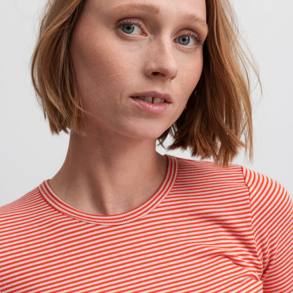 MarMar Copenhagen Women's Tani  Long Sleeve Stripe Tee Shirt - Red