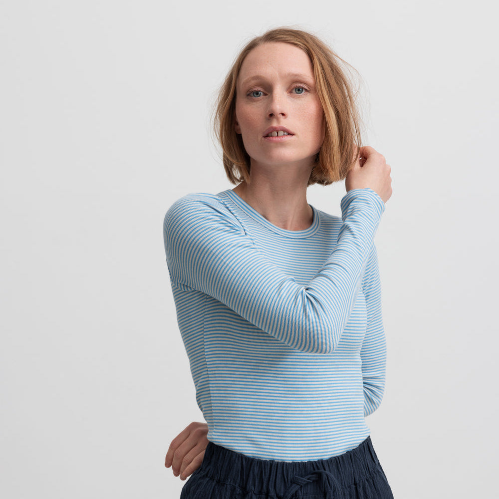 MarMar Copenhagen Women's Tani  Long Sleeve Stripe Tee Shirt - Blue