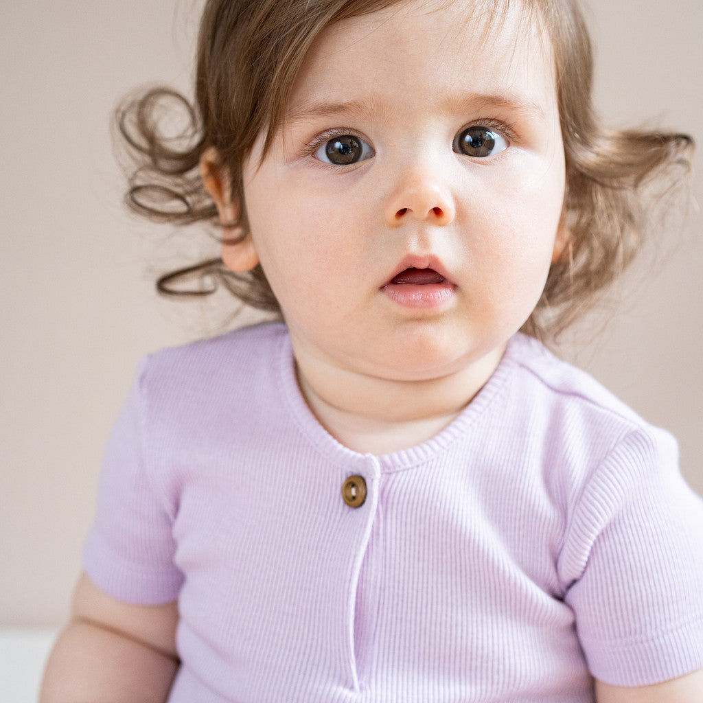 Minimalisma Organic Cotton Short Sleeve Bodysuit - Lilac