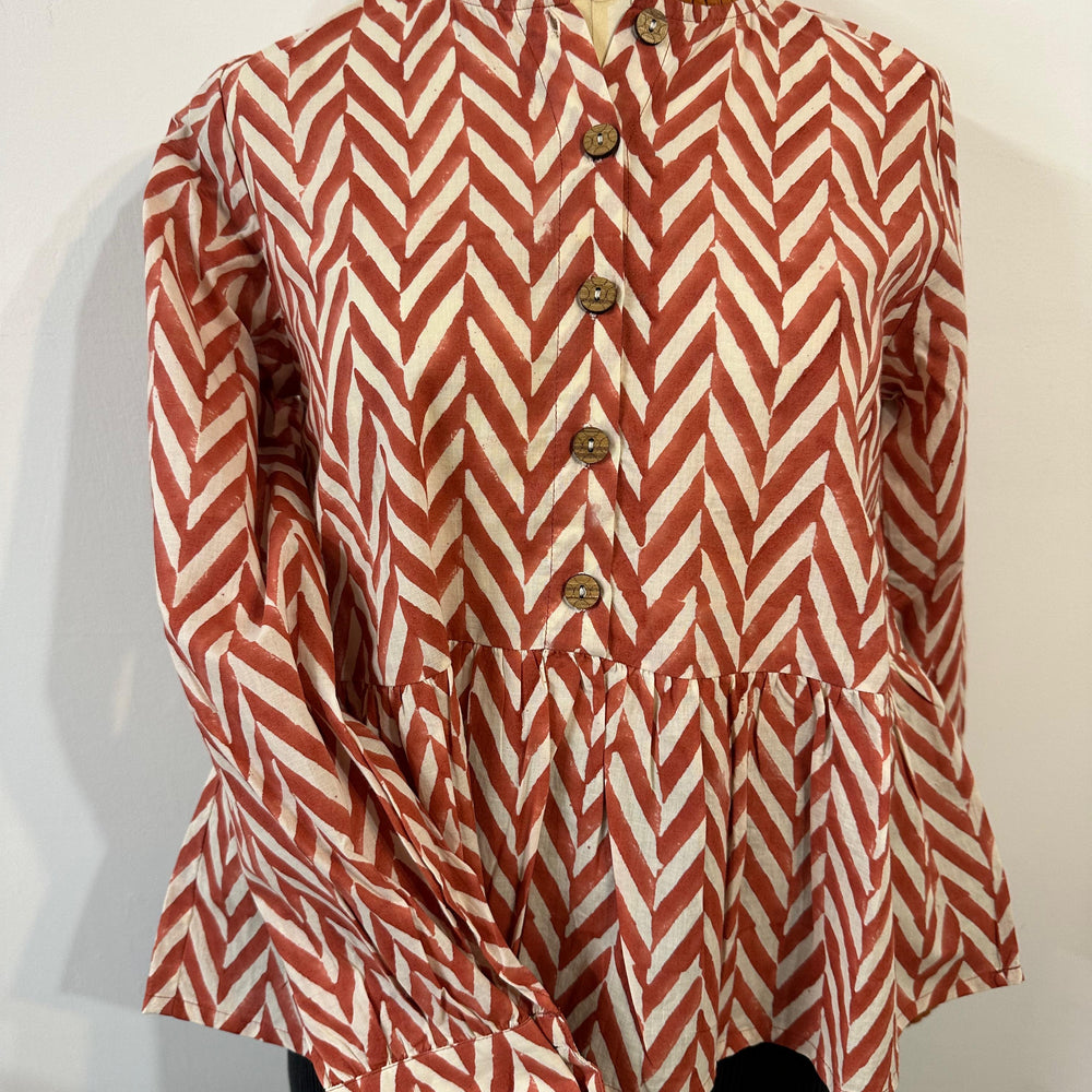 
                  
                    Fierce Flora Women's Lily Long Sleeve Blouse - Rust Chevron
                  
                