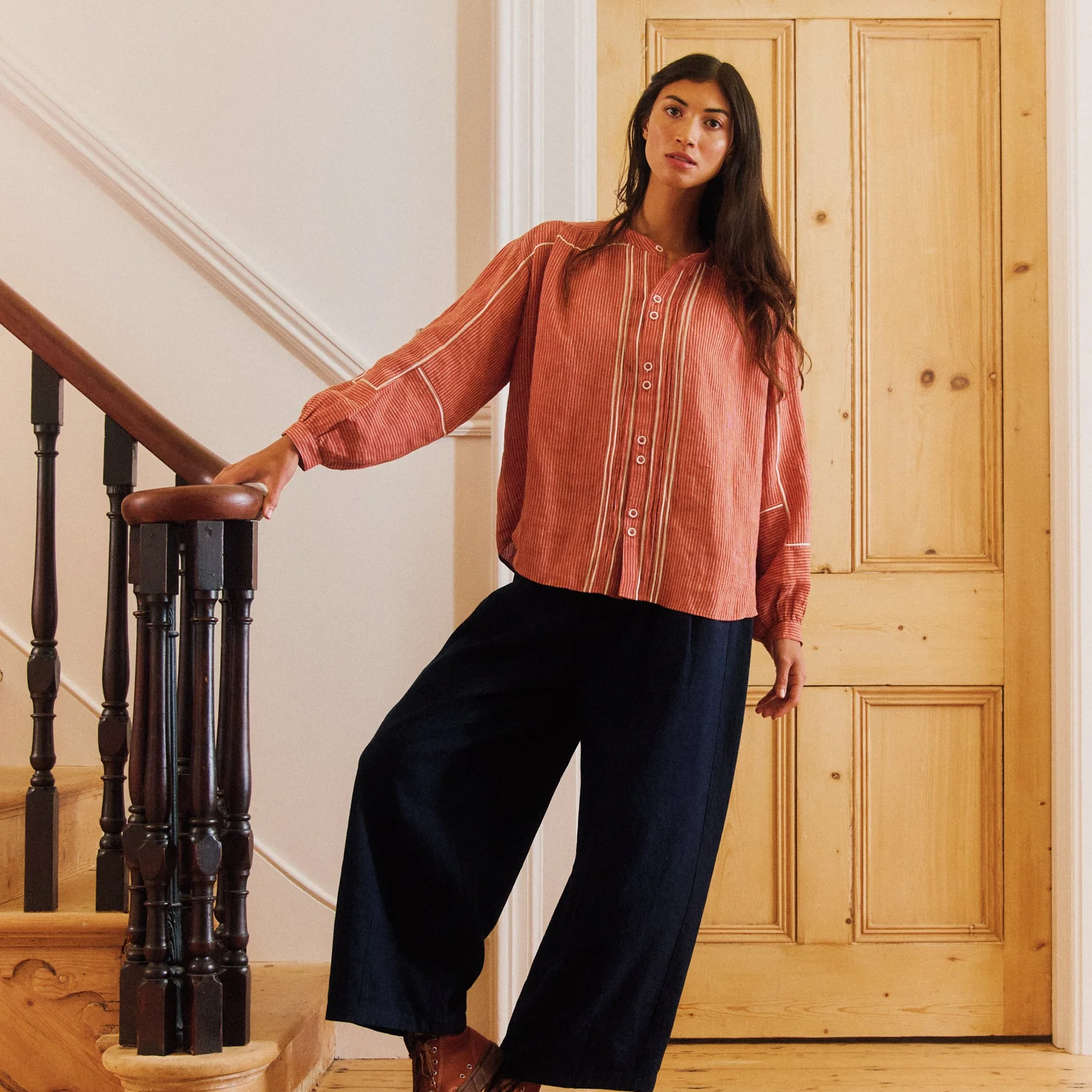 Sideline Willow Shirt - Brick Stripe