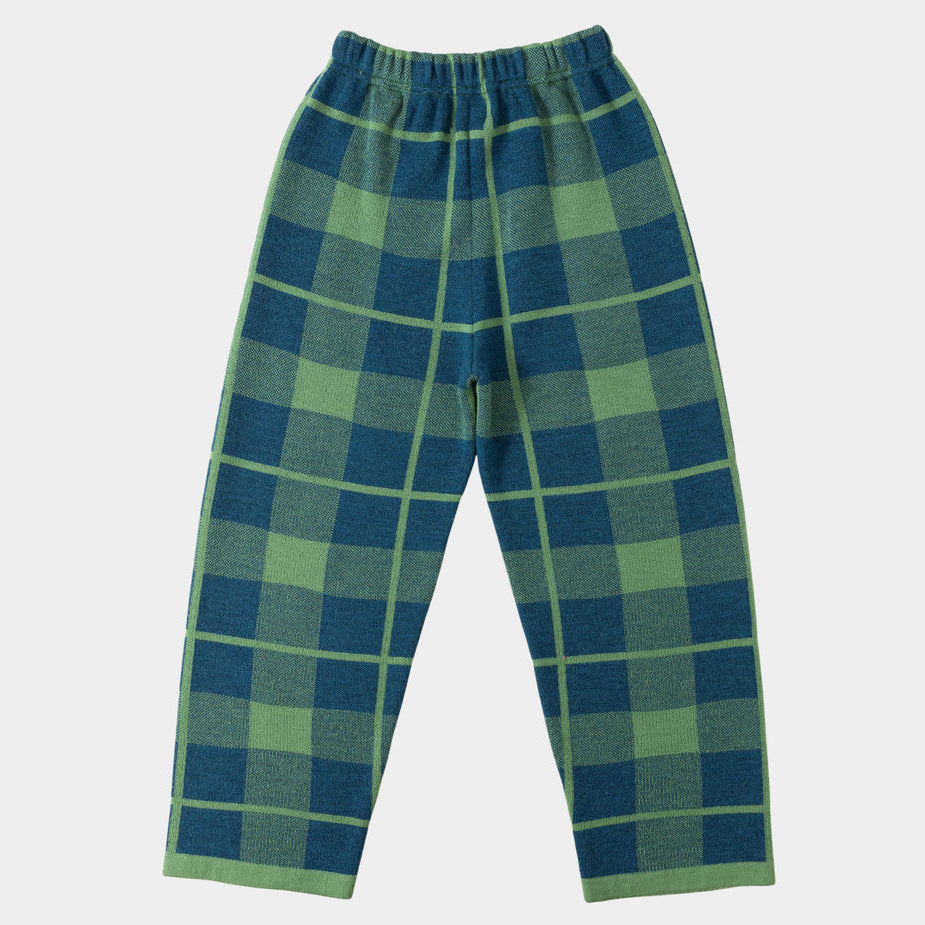 Knit Planet Tartan Trousers Green/Denim Blue