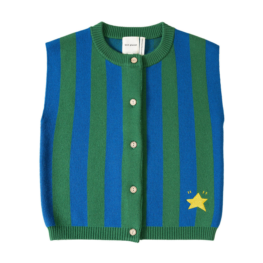 Knit Planet Stripe Knit Vest - Blue/Green