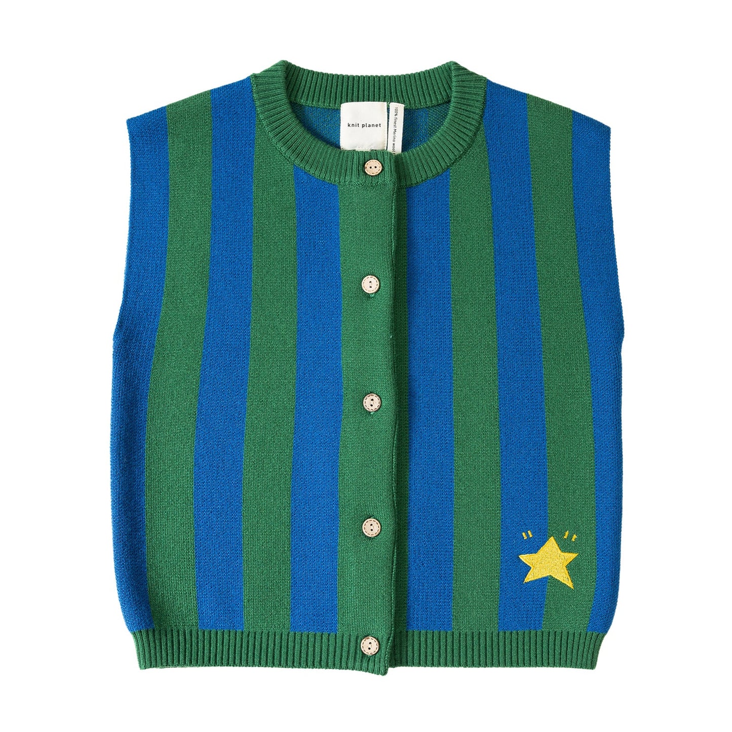 Knit Planet Stripe Knit Vest - Blue/Green