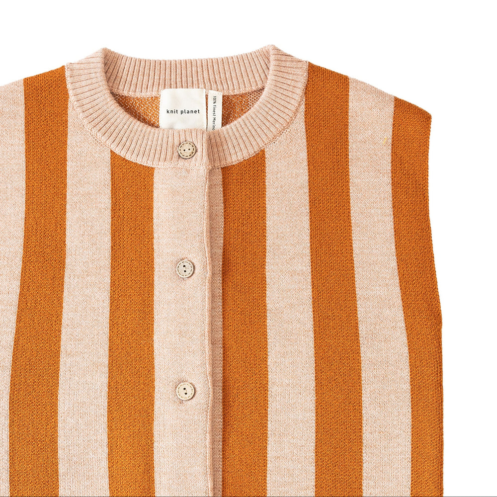 Knit Planet Stripe Knit Vest - Gingerbread/Pastel Orange
