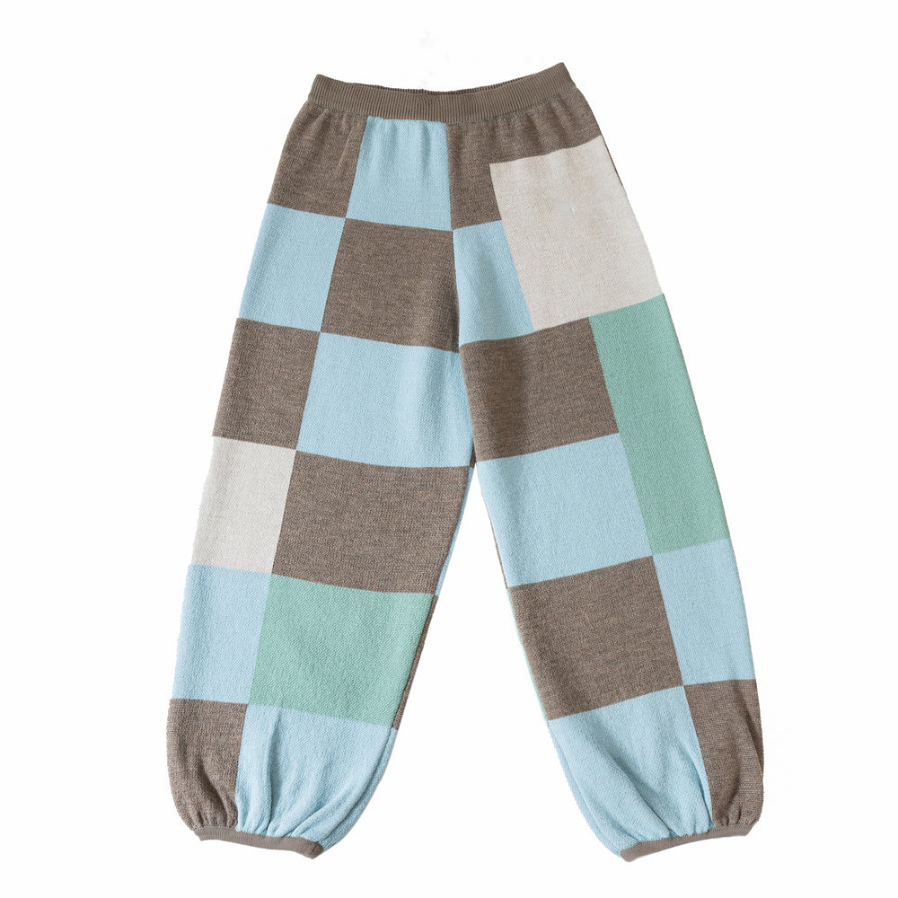 Knit Planet Fine Knit Colour Block Trouser - Sky Multi