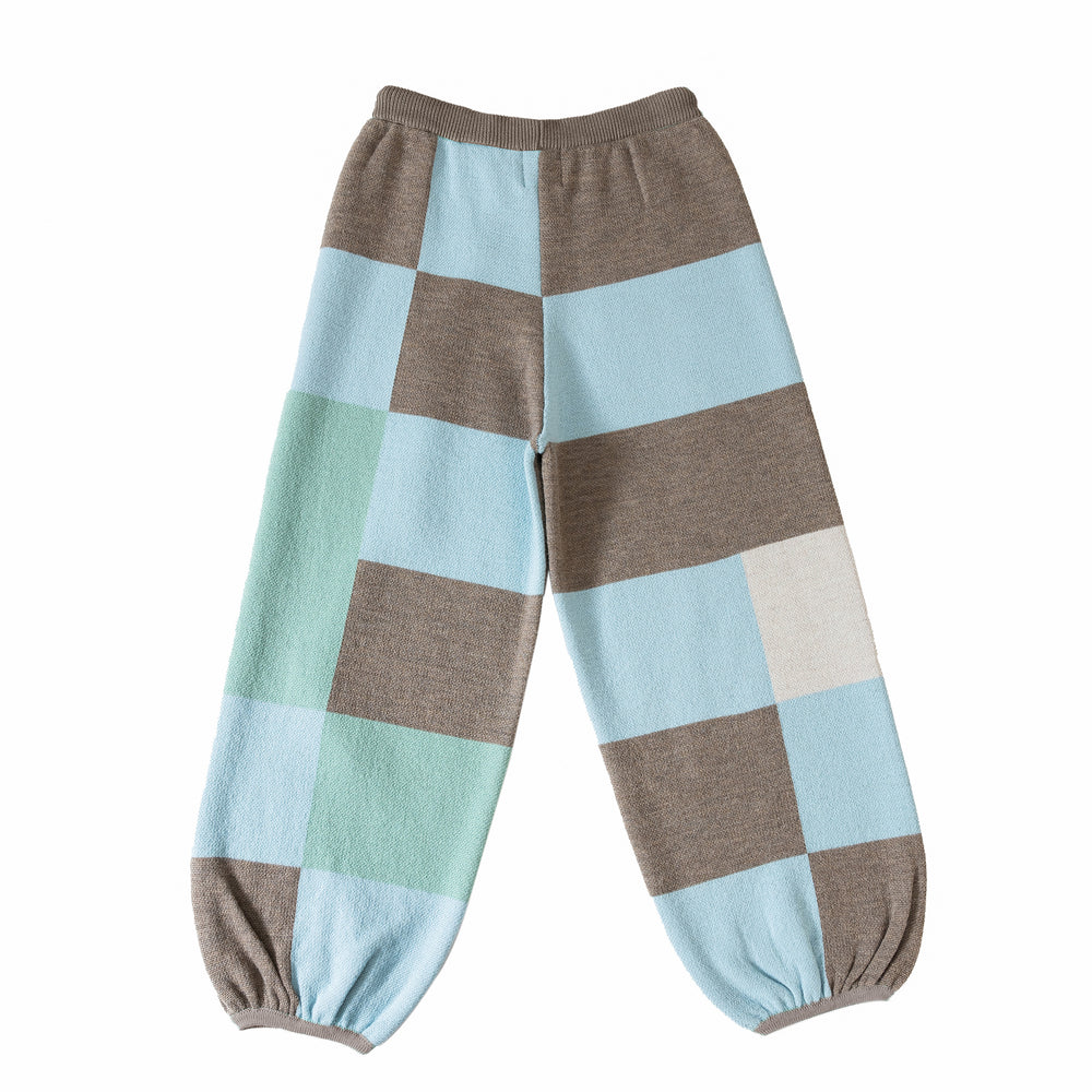 Knit Planet Fine Knit Colour Block Trouser - Sky Multi