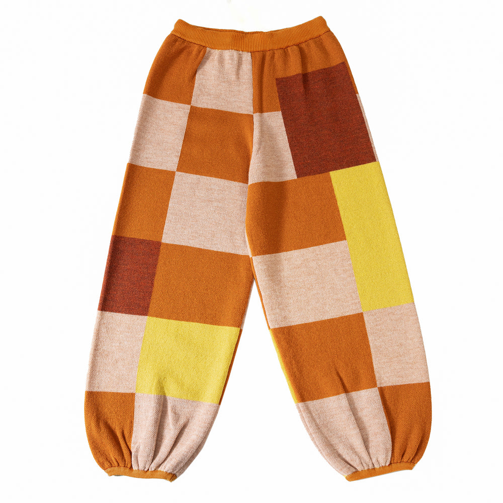 Knit Planet Fine Knit Colour Block Trouser - Caramel Multi