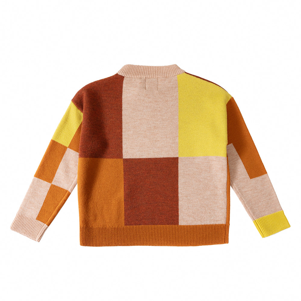 Knit Planet Fine Knit Colour Block Jumper - Caramel Multi