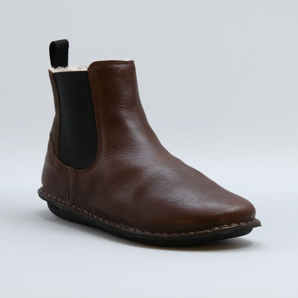 VIBAe Adults HELSINKI Boot Leather - Cocoa Brown, Shearling Lined