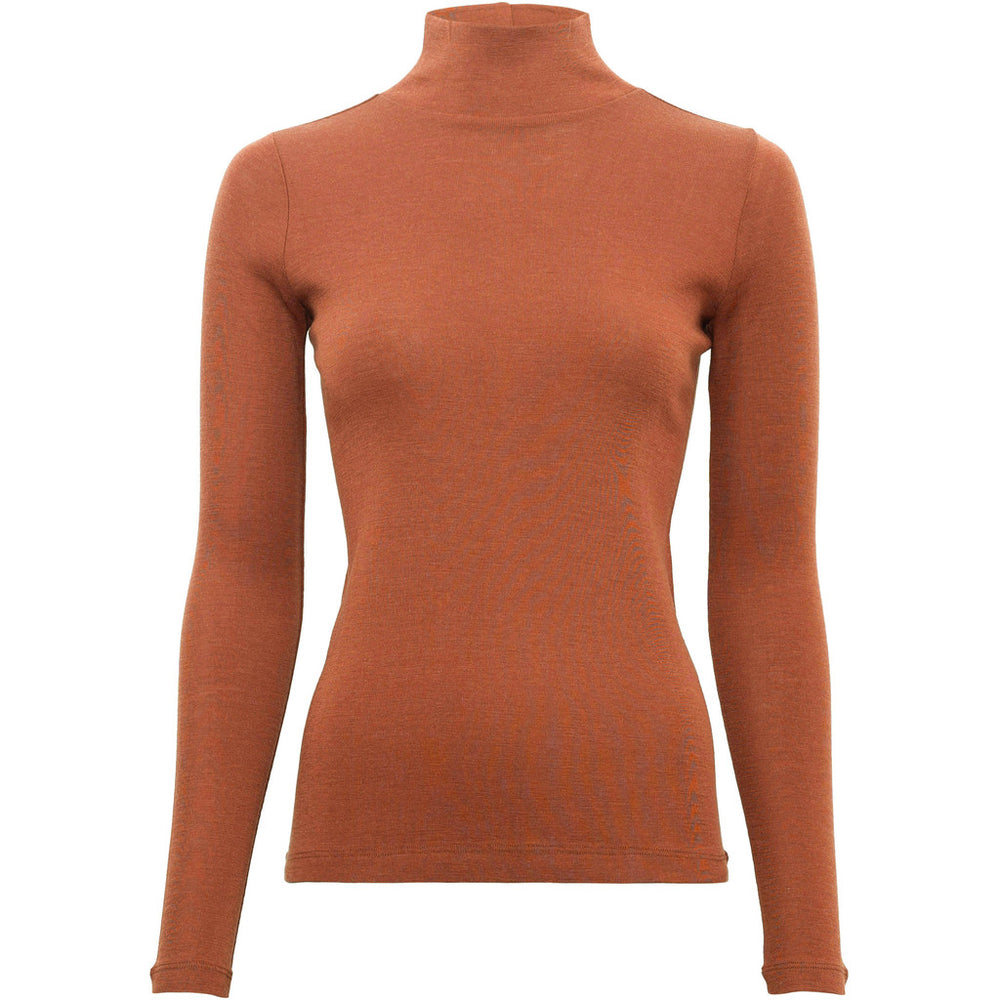 Minimalisma Women's 100% Merino Long Sleeve Turtleneck Top - Rust