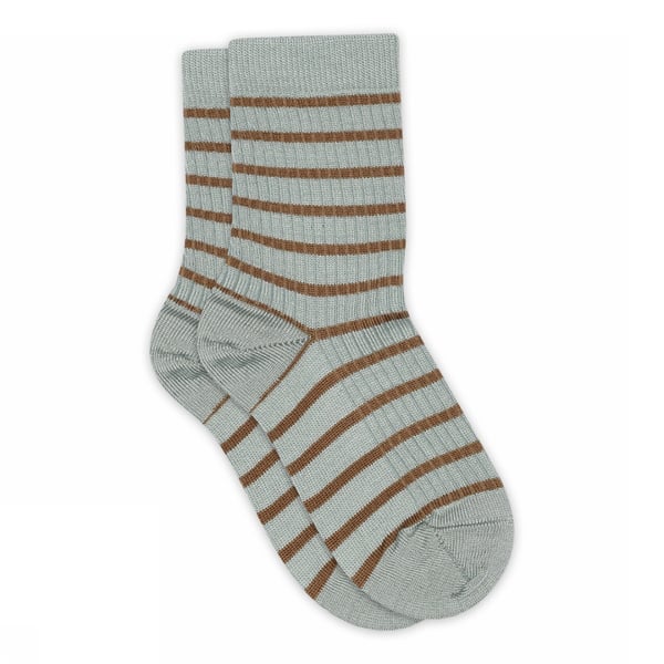 MP Denmark Wool Stripe Viggy Socks - Gray Mist
