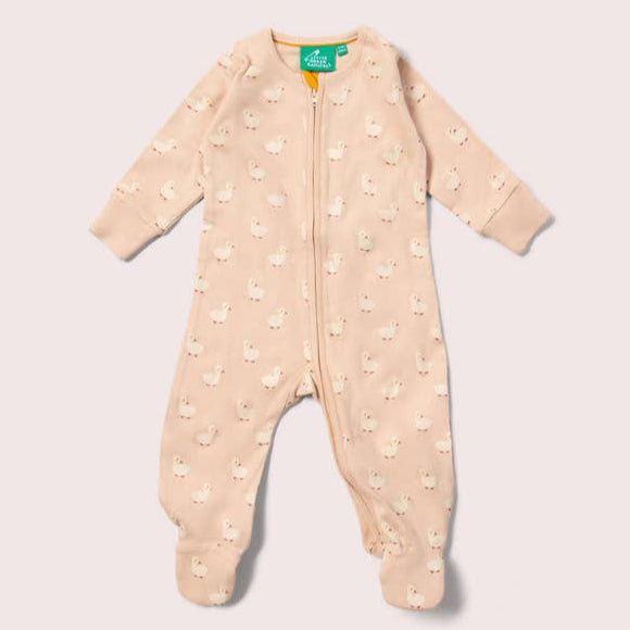 Little Green Radicals Puddle Ducks Zip Organic Sleepsuit