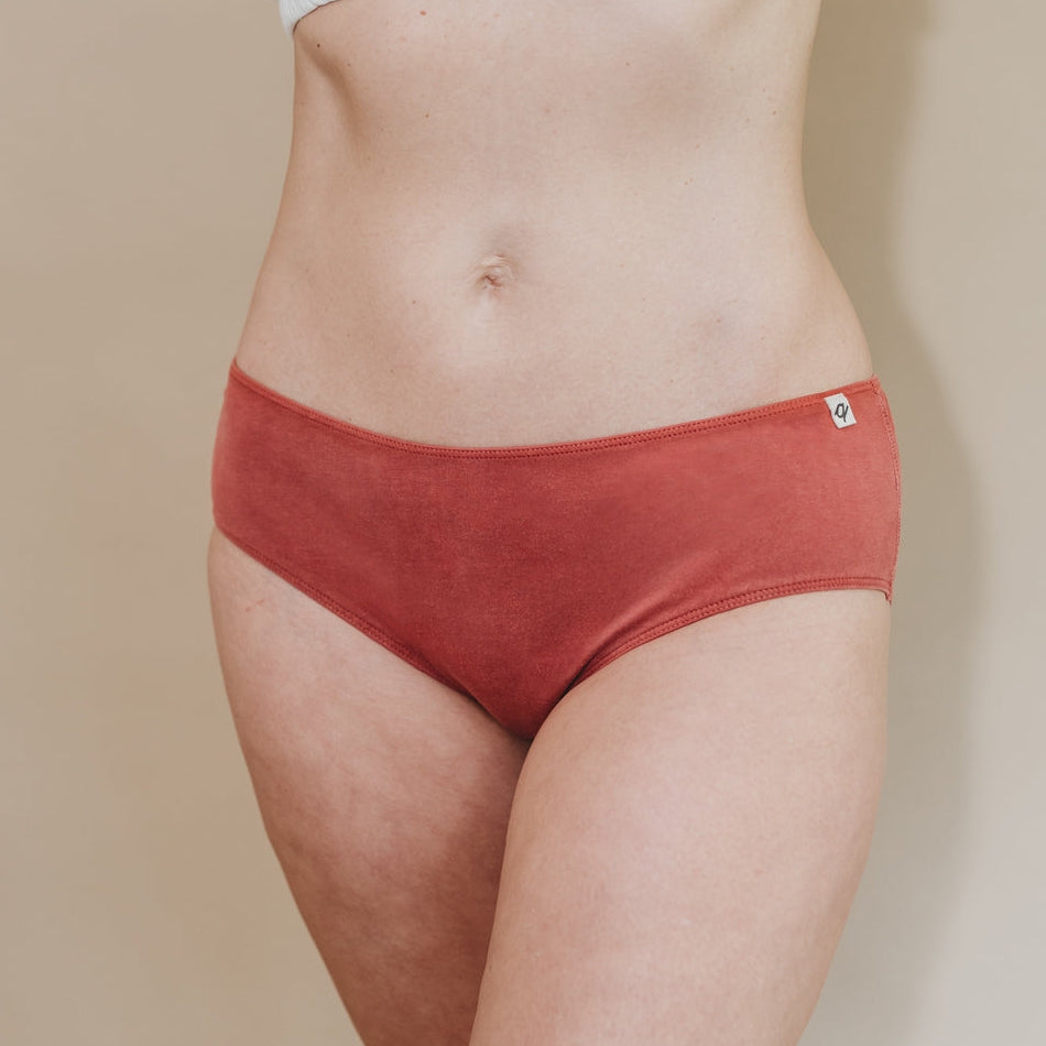 Q for Quinn Women's Bikini - 100% Organic Cotton - Dark/Light Madder (2 Pack)