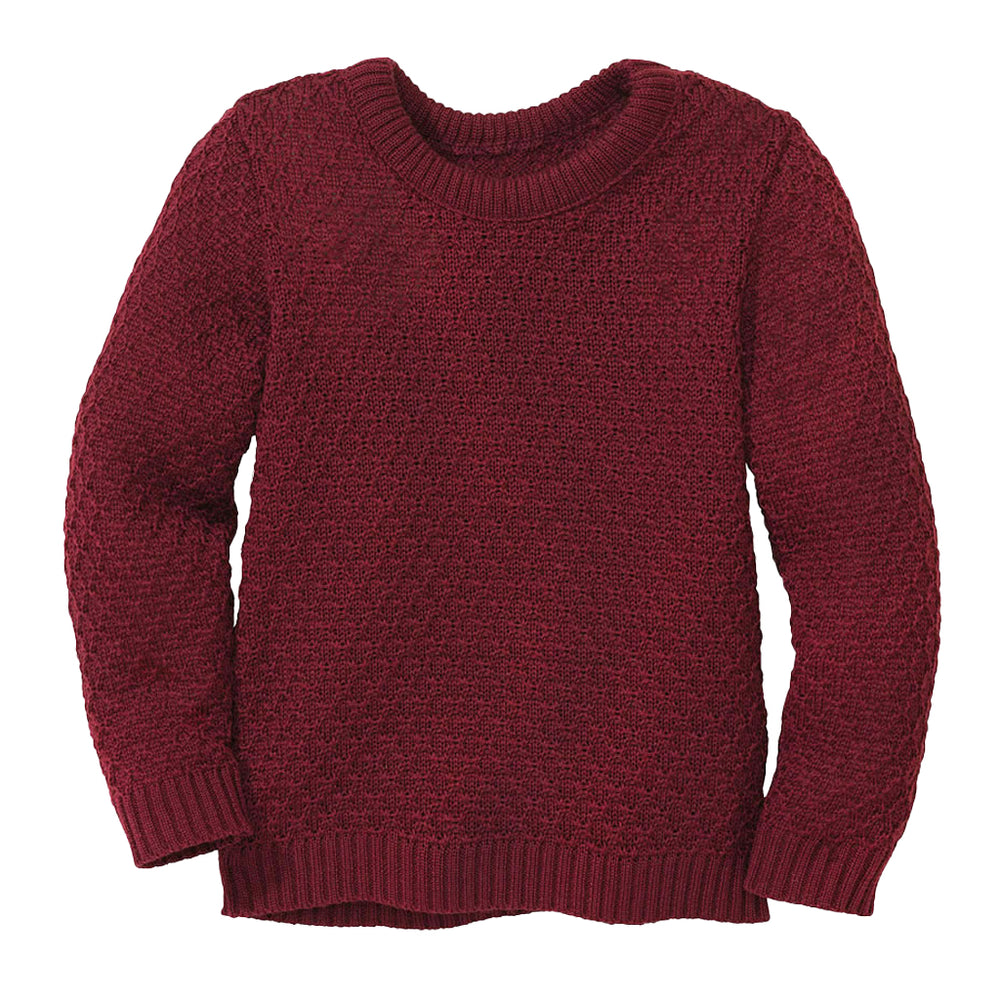 Disana Organic Merino Aran Knit Jumper - Cassis