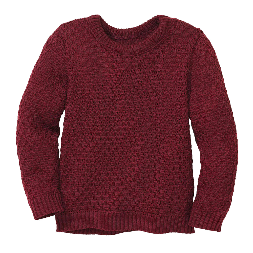 Disana Organic Merino Aran Knit Jumper - Cassis