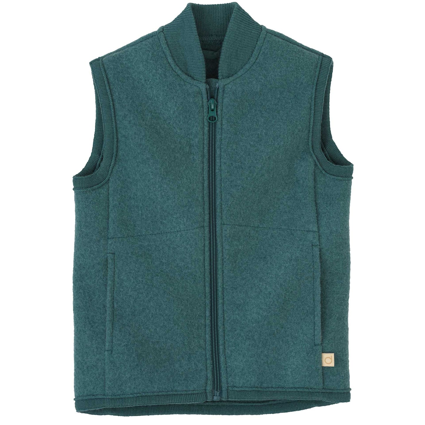 Disana Boiled Wool Zip Vest- Eucalyptus