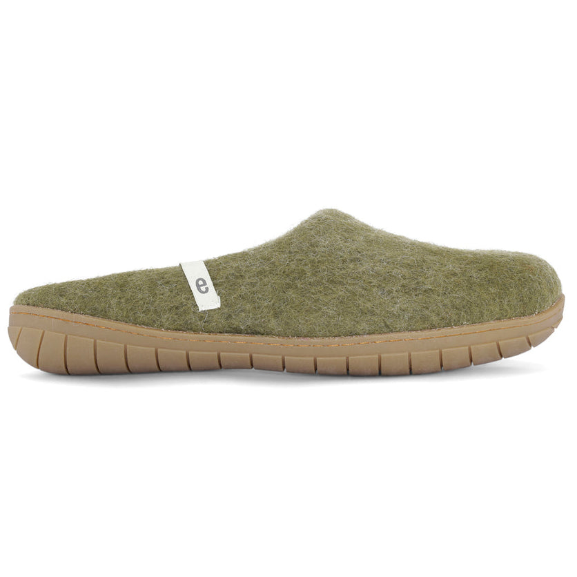 Egos Copenhagen Adult Rubber Soled Wool Slippers - Moss Green