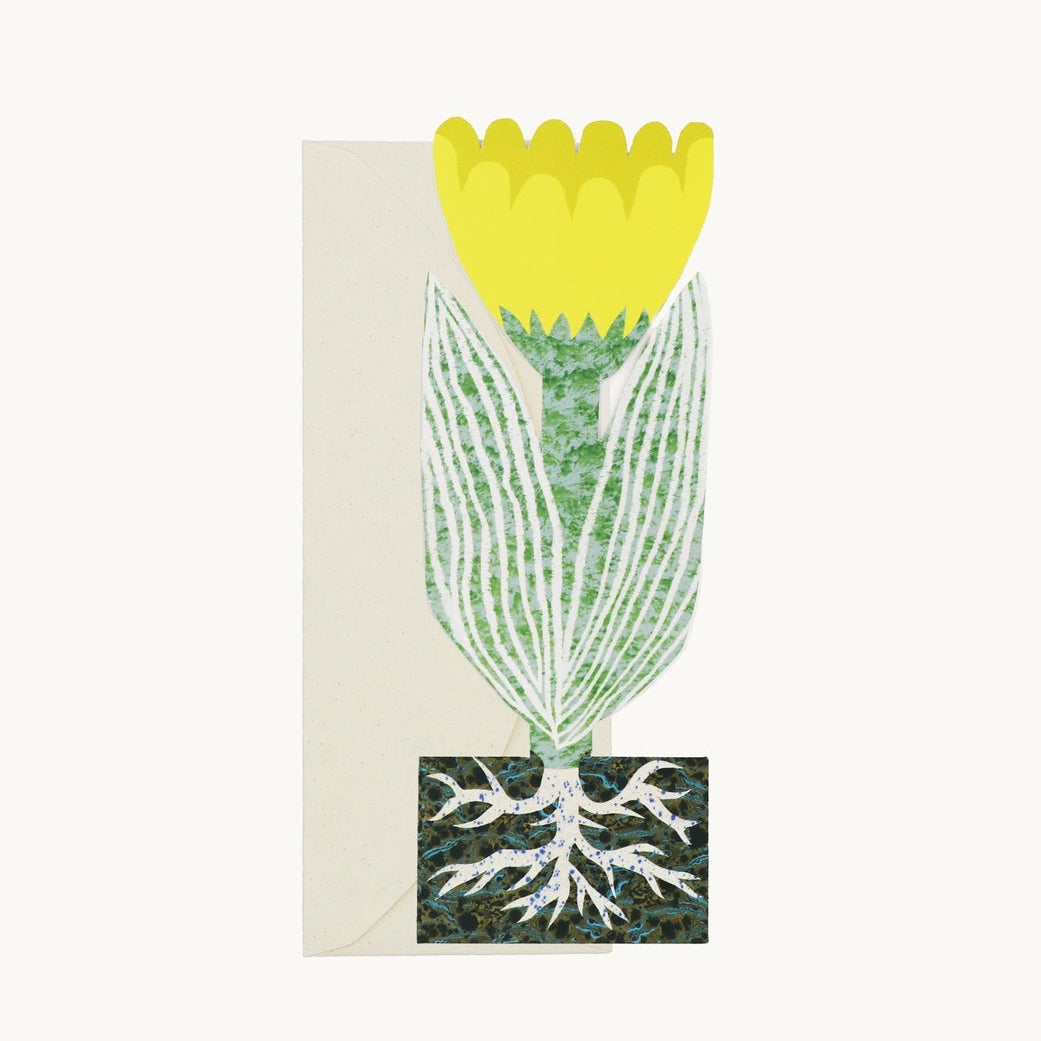 Hadley Paper Goods Yellow Rooty Flower Greeting Card