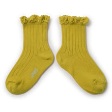  Collégien Women's Lili Lace Trim Cotton Ankle Socks - Golden Kiwi