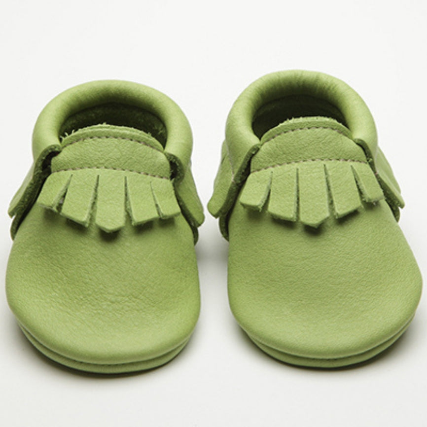 Wolfie + Willow Classic Leather Moccasins - Willow Green