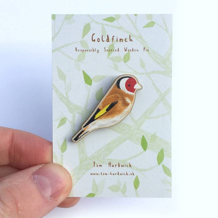 
                      
                        Tom Hardwick Goldfinch, Responsibly Sourced Birch Wood Pin
                      
                    