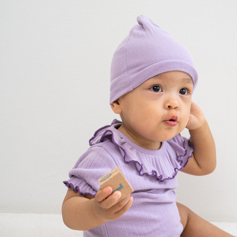 Minimalisma Nope Cotton Baby Hat - Lilac