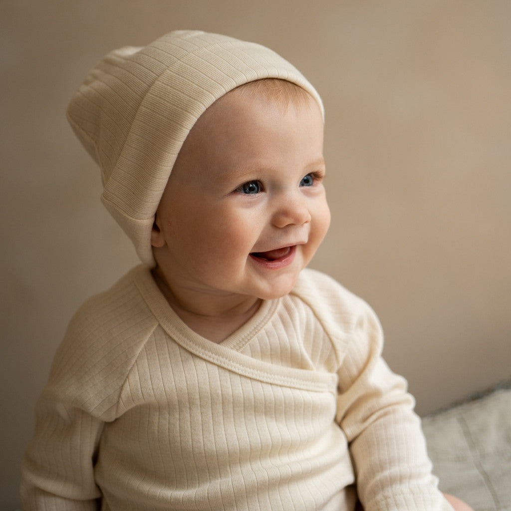 Minimalisma Nope Cotton Baby Hat - Nature