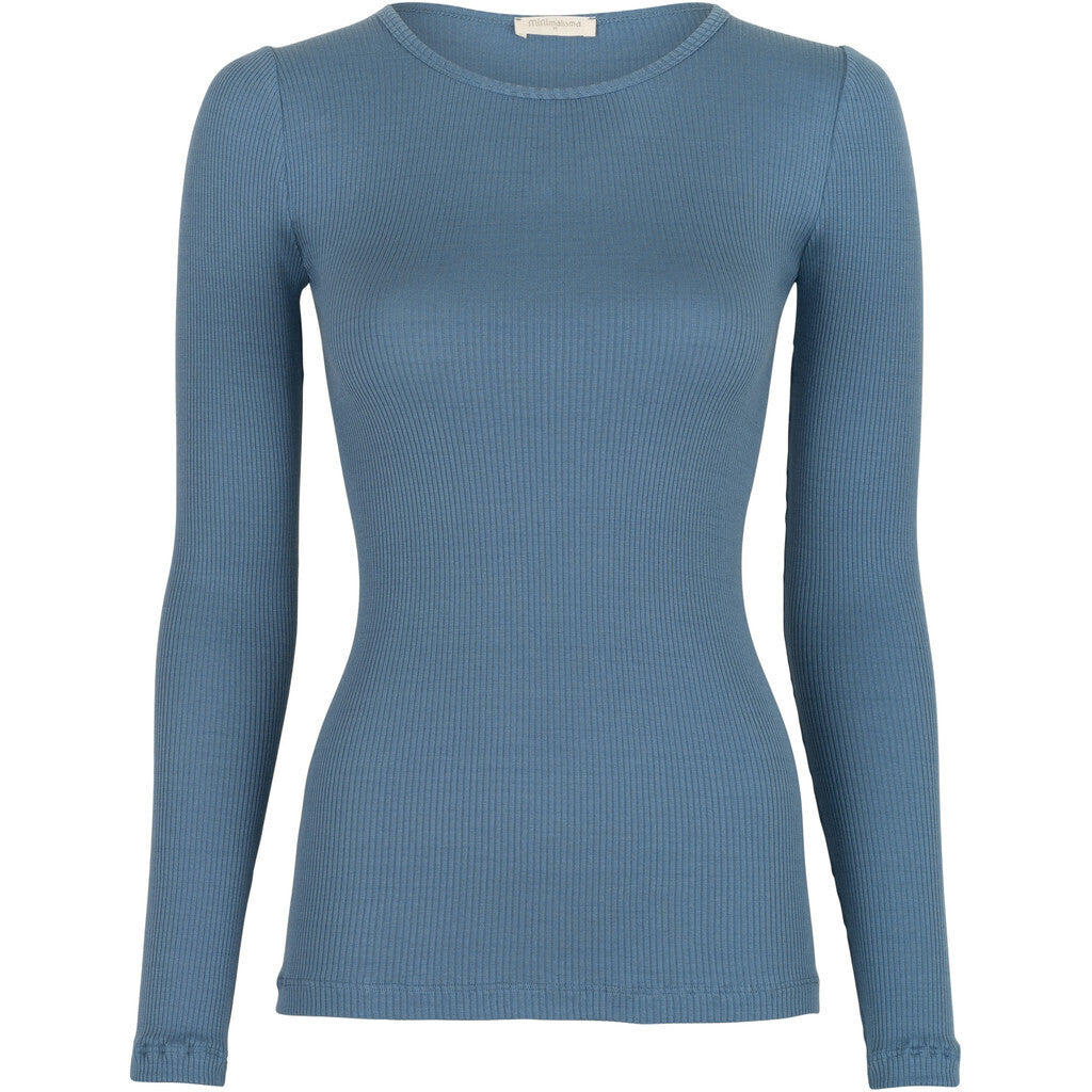 Minimalisma Women's Cotton/Silk Long Sleeve Top - Steel Blue