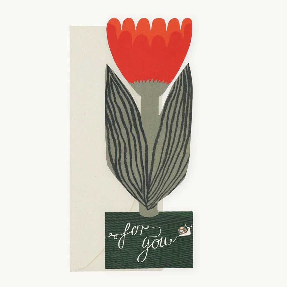 Hadley Paper Goods Red Tulip, For You Greeting Card