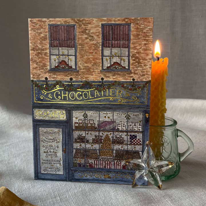 Brittany Davies Illustration Winter Chocolatier Hot Foiled Christmas Card