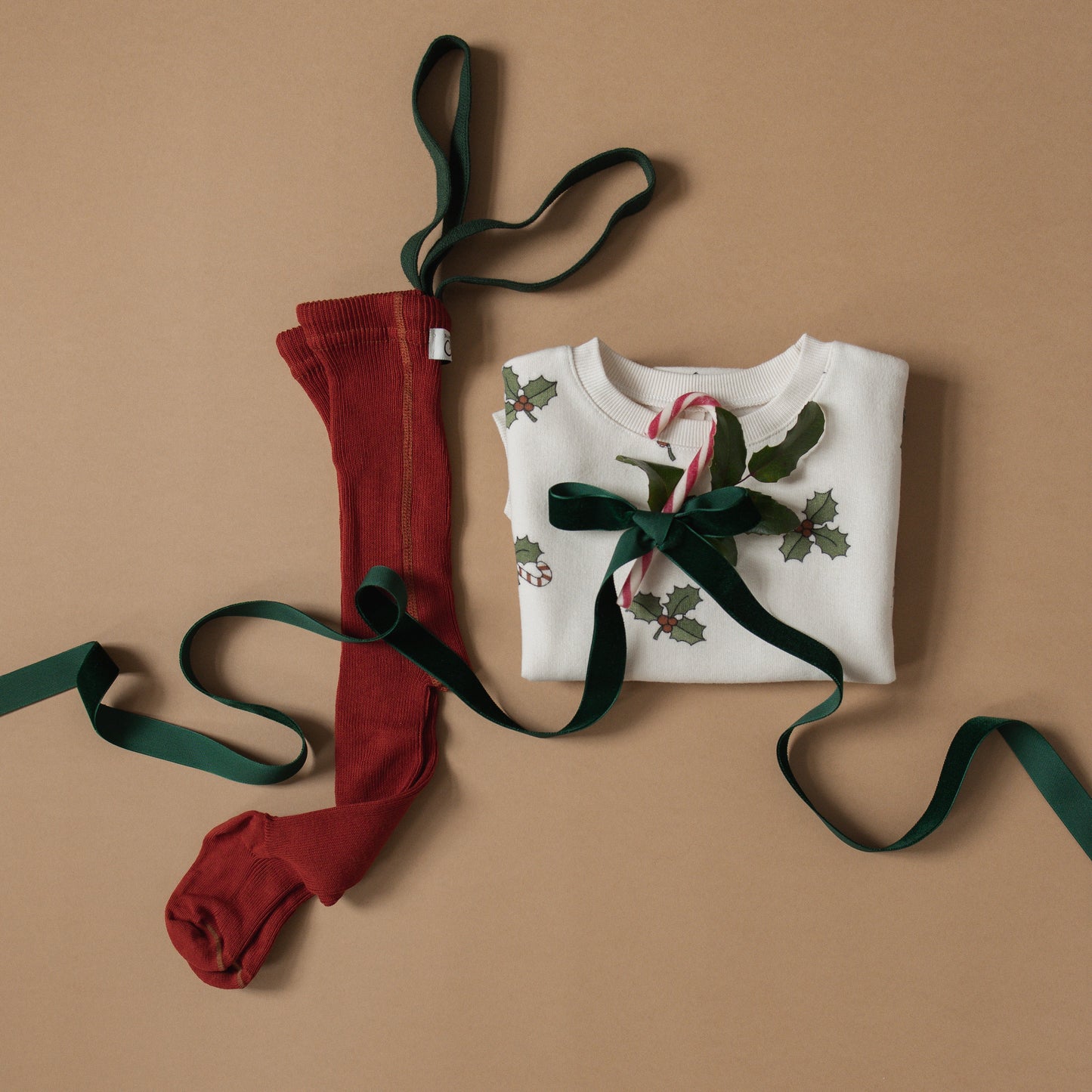 Silly Silas Tights With Braces - Maple & Dark Forest