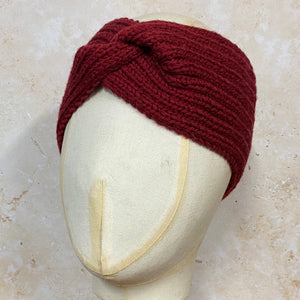 SMALL FOLK Handknits Women's Hand Knitted Ribbed Headband - Garnet