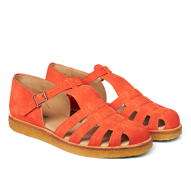 ANGULUS Women's Woven Fisherman Strap Sandal - Coral Suede