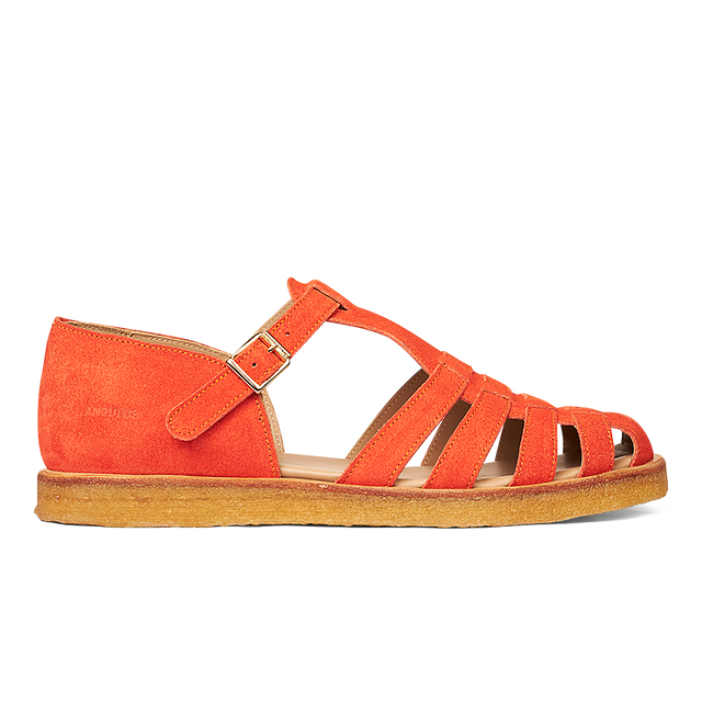 ANGULUS Women's Woven Fisherman Strap Sandal - Coral Suede