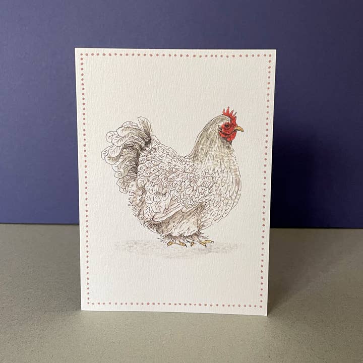 Brittany Davies Illustration Grey Chicken Greeting Card
