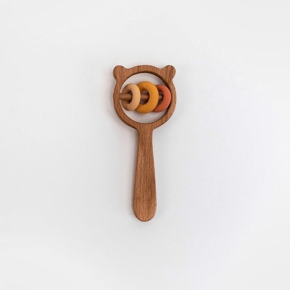 SABO Concept Bear and Rings Rattle / Yellow & Pink