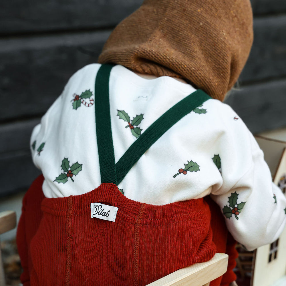 Silly Silas Footless Tights With Braces - Maple & Dark Forest