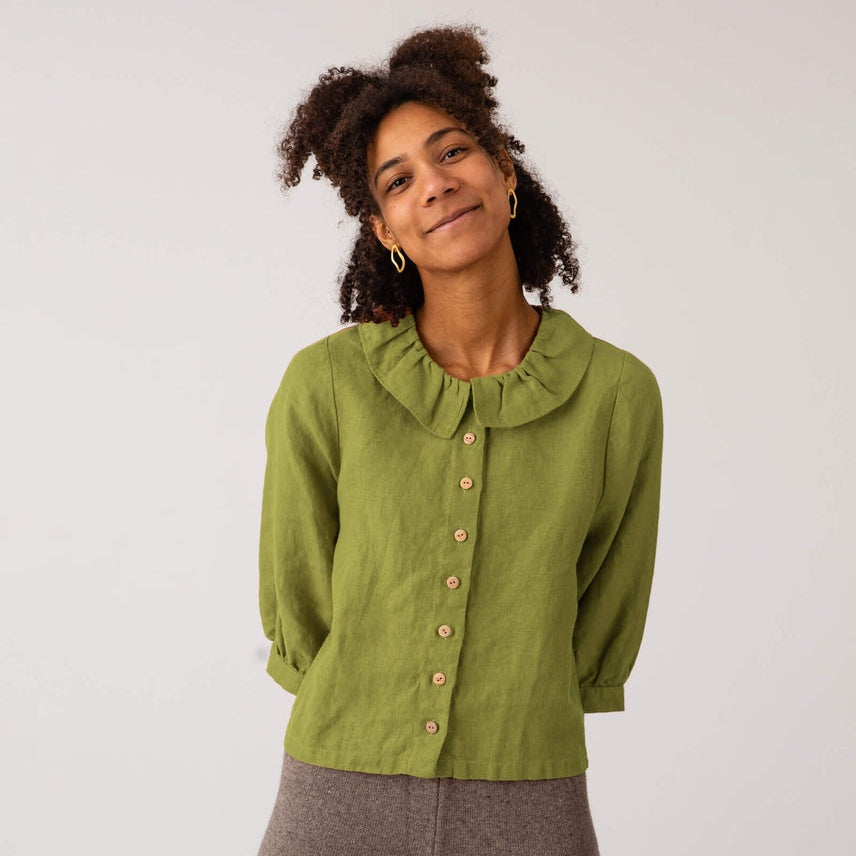 Matona Women's Ruffled Collar Blouse - Cardamom