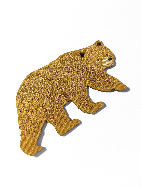 Tom Hardwick Brown Bear, Woven Iron-on Patch