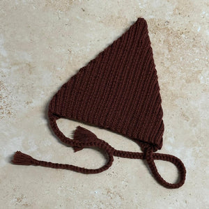 SMALL FOLK Handknits Hand Knitted Ribbed Pixie Bonnet - Gingerbread