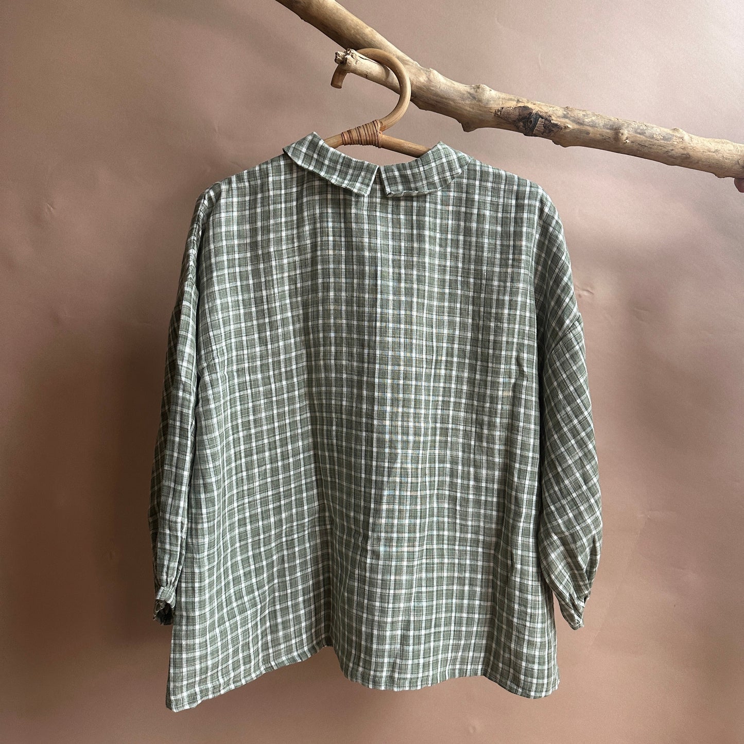 La Petite Alice Women's Cecille Linen Shirt - Green Gingham