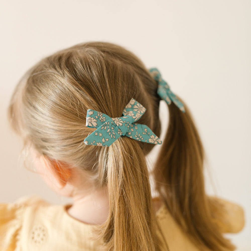 Runaround Retro Pigtail Hair Bows Clips - Capel Blue