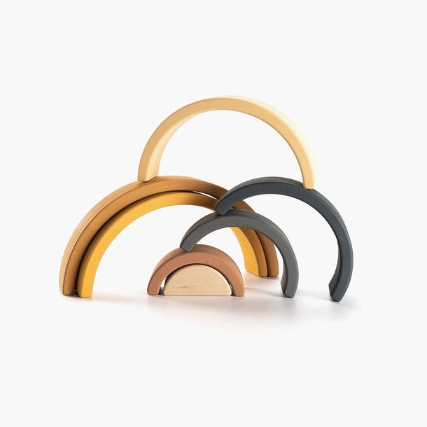 Sabo Concept Wooden Rainbow Stacking Toy - Mustard