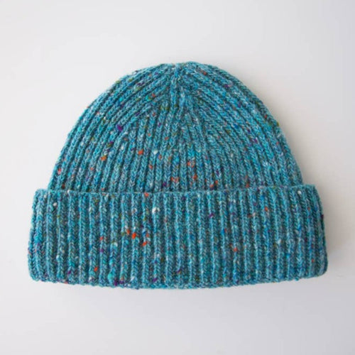 Country of Origin Women's Ribbed Hat, Donegal Tweed | Turquoise