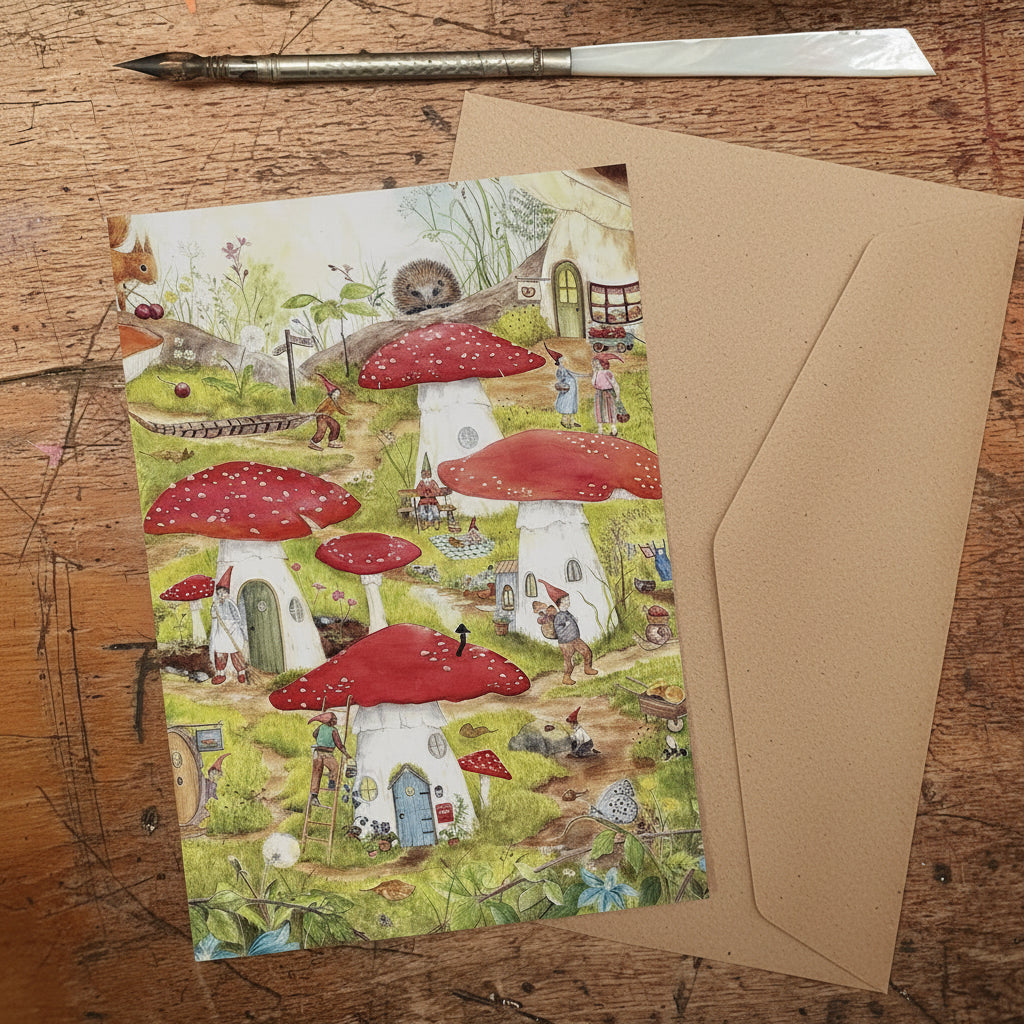 Mhairi Hellbrandt Toadstool Village Greeting Card